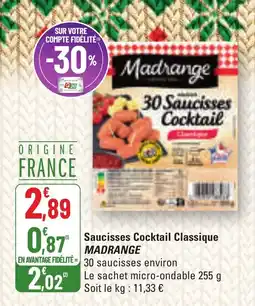 G20 MADRANGE Saucisses Cocktail Classique offre