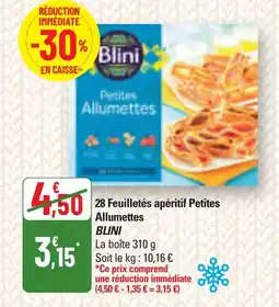 G20 BLINI 28 Feuilletés apéritif Petites Allumettes offre