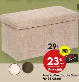 Maxi Bazar Pouf coffre double soana 76×38×38cm offre