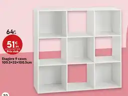 Maxi Bazar Étagère 9 cases 100.5×32×100.5cm offre