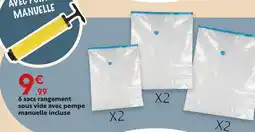 Maxi Bazar 6 sacs rangement sous vide avec pompe manuelle incluse offre
