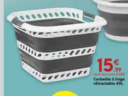 Maxi Bazar Corbeille à linge rétractable 40l offre