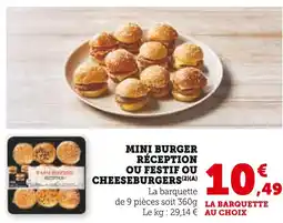 U Express Mini burger réception ou festif ou cheeseburgers offre