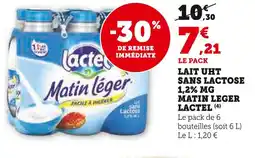 U Express Lactel lait uht sans lactose 1,2% mg matin léger offre