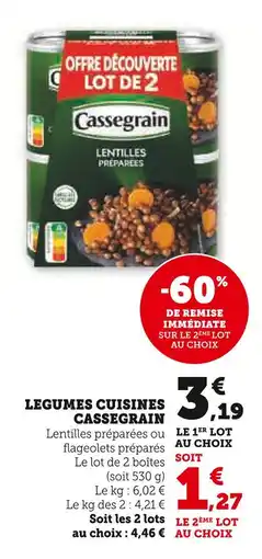 U Express Cassegrain légumes cuisinés offre