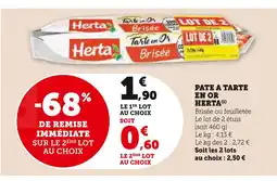 U Express Herta pâte à tarte en or brisée offre