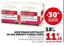 U Express L'oreal paris soin visage revitalift ou age perfect offre