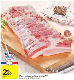Carrefour Market Porc: poitrine entière avec os offre