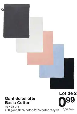 Zeeman Gant de toilette Basic Cotton offre