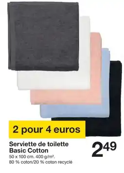 Zeeman Serviette de toilette Basic Cotton offre