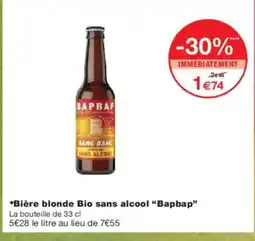 Monoprix BAPBAP Bière blonde Bio sans alcool offre