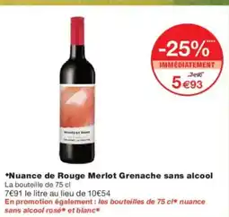 Monoprix Nuance de Rouge Merlot Grenache sans alcool offre