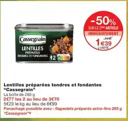 Monoprix CASSEGRAIN Lentilles préparées tendres et fondantes offre
