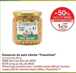 Monoprix TRANSITION Conserve de pois chiche offre
