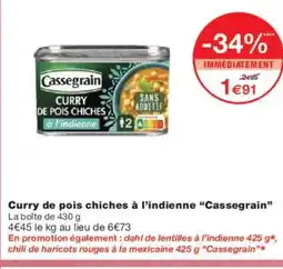 Monoprix CASSEGRAIN Curry de pois chiches à l'indienne offre