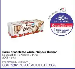 Monoprix KINDER BUENO Barre chocolatée white offre