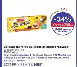 Monoprix SAVANE Gâteaux marbrés au chocolat pocket offre