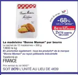 Monoprix BONNE MAMAN La madeleine pur beurre offre