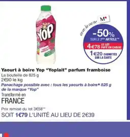 Monoprix YOPLAIT Yaourt à boire Yop parfum framboise offre