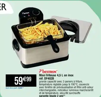 Cora x Carrefour Maxi friteuse 4,5 L en inox réf. DF402B offre