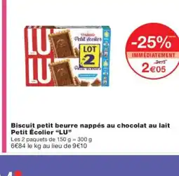 Monoprix LU Biscuit petit beurre nappés au chocolat au lait Petit Écolier offre