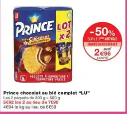 Monoprix LU Prince chocolat au blé complet offre