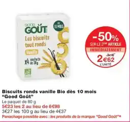 Monoprix GOOD GOÛT Biscuits ronds vanille Bio dès 10 mois offre