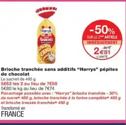 Monoprix HARRY Brioche tranchée sans additifs pépites de chocolat offre