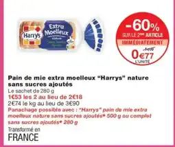 Monoprix HARRYS Pain de mie extra moelleux nature sans sucres ajoutés offre