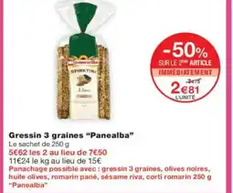 Monoprix PANEABLA Gressin 3 graines offre
