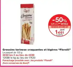 Monoprix FLORELLI Gressins torinese craquantes et légères offre