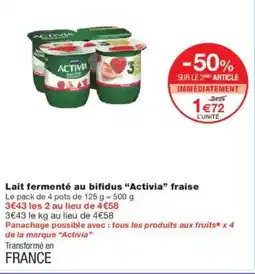 Monoprix ACTIVIA Lait fermenté au bifidus fraise offre