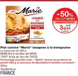 Monoprix MARIE Plat cuisiné lasagnes à la bolognaise offre