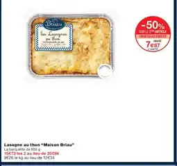 Monoprix MAISON BRIAU Lasagnes au thon offre