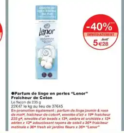 Monoprix LENOR Parfum de linge en perles Fraîcheur de Coton offre