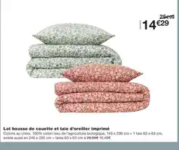 Monoprix Lot housse de couette et taie d'oreiller imprimé offre