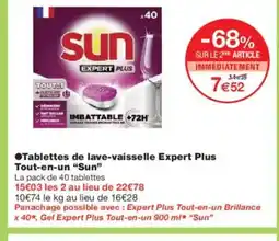 Monoprix SUN Tablettes de lave-vaisselle Expert Plus Tout-en-un offre