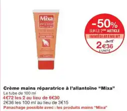 Monoprix MIXA Crème mains réparatrice à l'allantoïne offre
