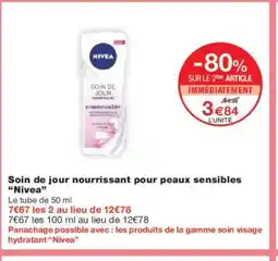 Monoprix NIVEA Soin de jour nourrissant pour peaux sensibles offre