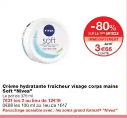 Monoprix NIVEA Crème hydratante fraîcheur visage corps mains Soft offre
