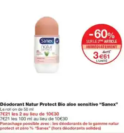 Monoprix SANEX Déodorant Natur Protect Bio aloe sensitive offre