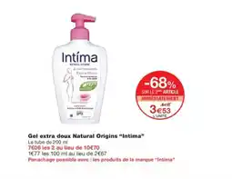 Monoprix INTIMA Gel extra doux Natural Origins offre