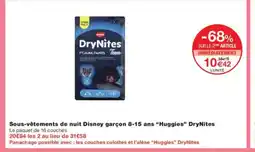 Monoprix HUGGIES Sous-vêtements de nuit Disney garçon 8-15 ans Drynites offre
