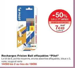 Monoprix PILOT Recharges Frixion Ball effaçables offre