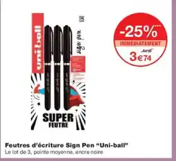Monoprix UNI-BALL Feutres d'écriture Sign Pen offre
