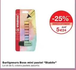 Monoprix STABILO Surligneurs Boss mini pastel offre