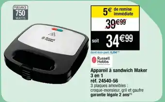 Cora x Carrefour Appareil à sandwich Maker 3 en 1 réf. 24540-56 offre