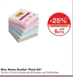 Monoprix POST-IT Bloc Notes Soulful offre