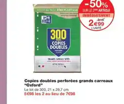 Monoprix OXFORD Copies doubles perforées grands carreaux offre