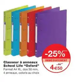 Monoprix OXFORD Classeur à anneaux School Life offre